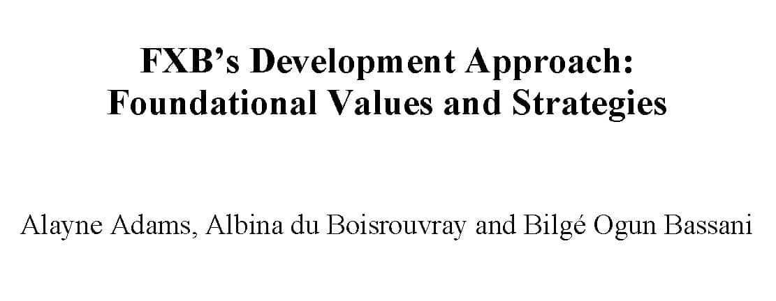 Couverture : FXB’s Development Approach: Foundational Values and Strategies